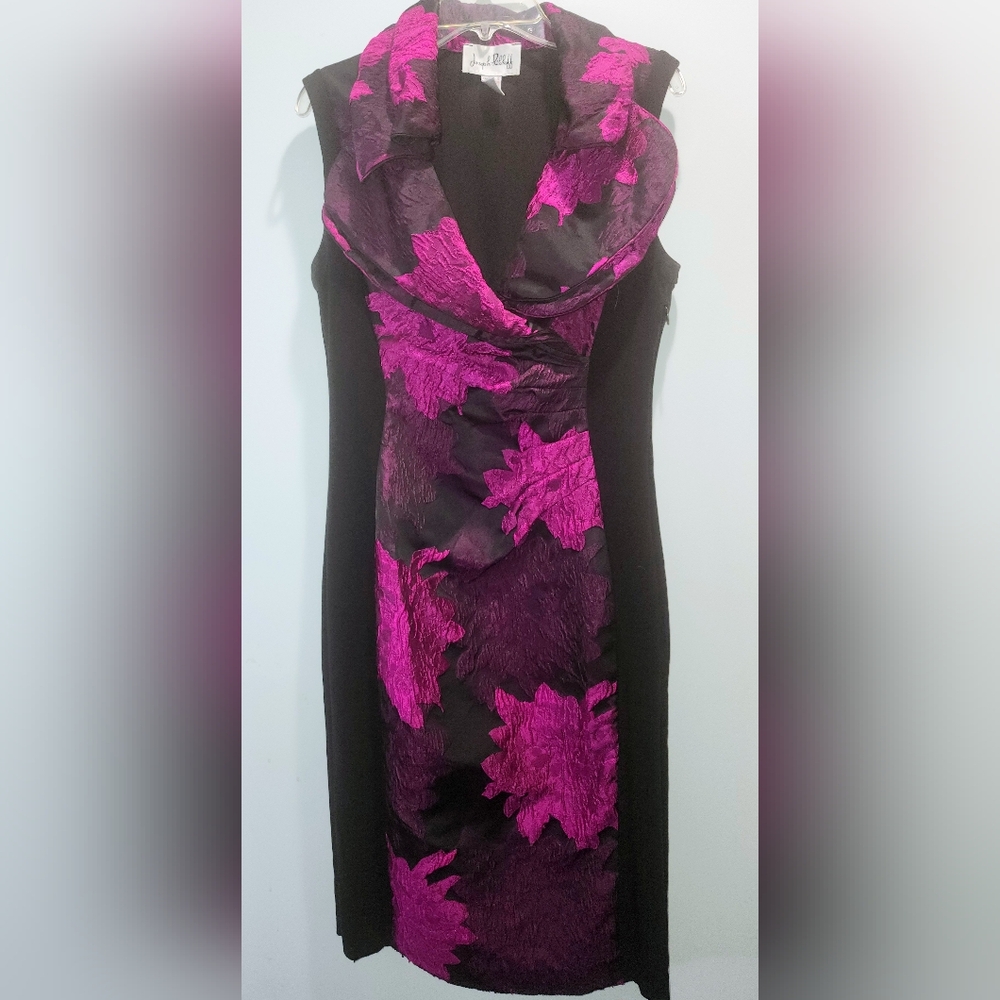 Elegant Black and Purple Floral Dress
